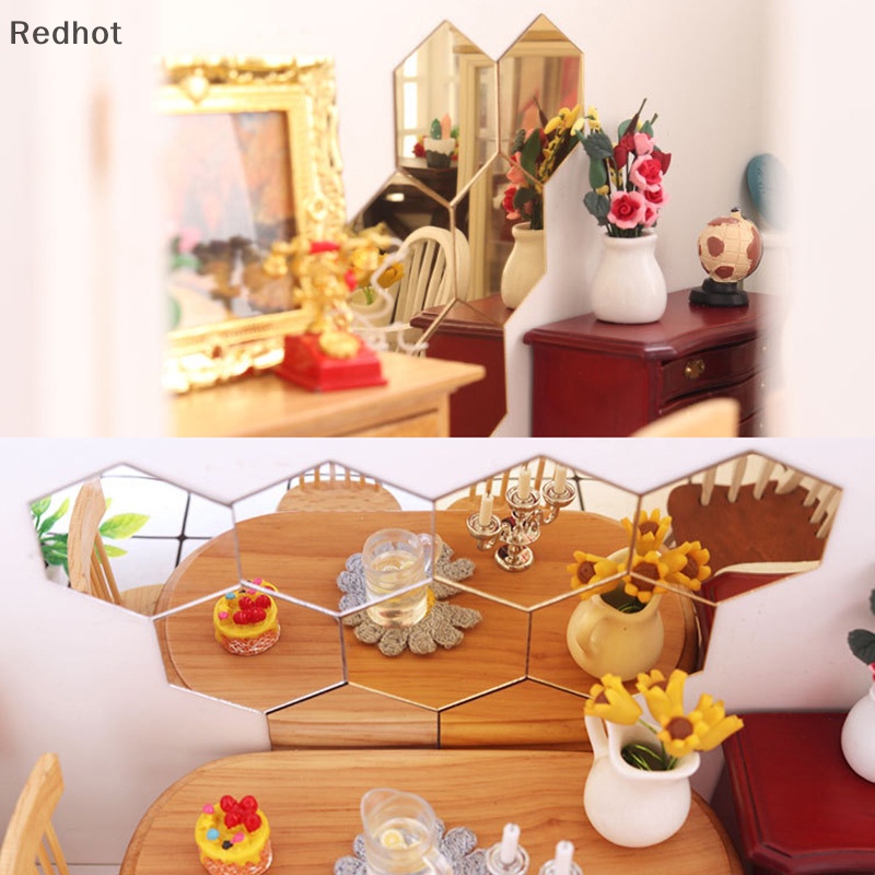 &lt; Redhot &gt; Bộ 2 Gương Trang Trí Nhà Búp Bê Mini Kết Hợp Làm Đạo Cụ Chụp Ảnh