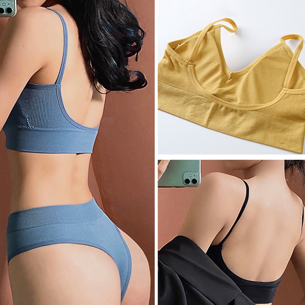 1 Bộ Đồ Lót Lọt Khe Không Đường May Có Mút Đệm Dành Cho Nữ