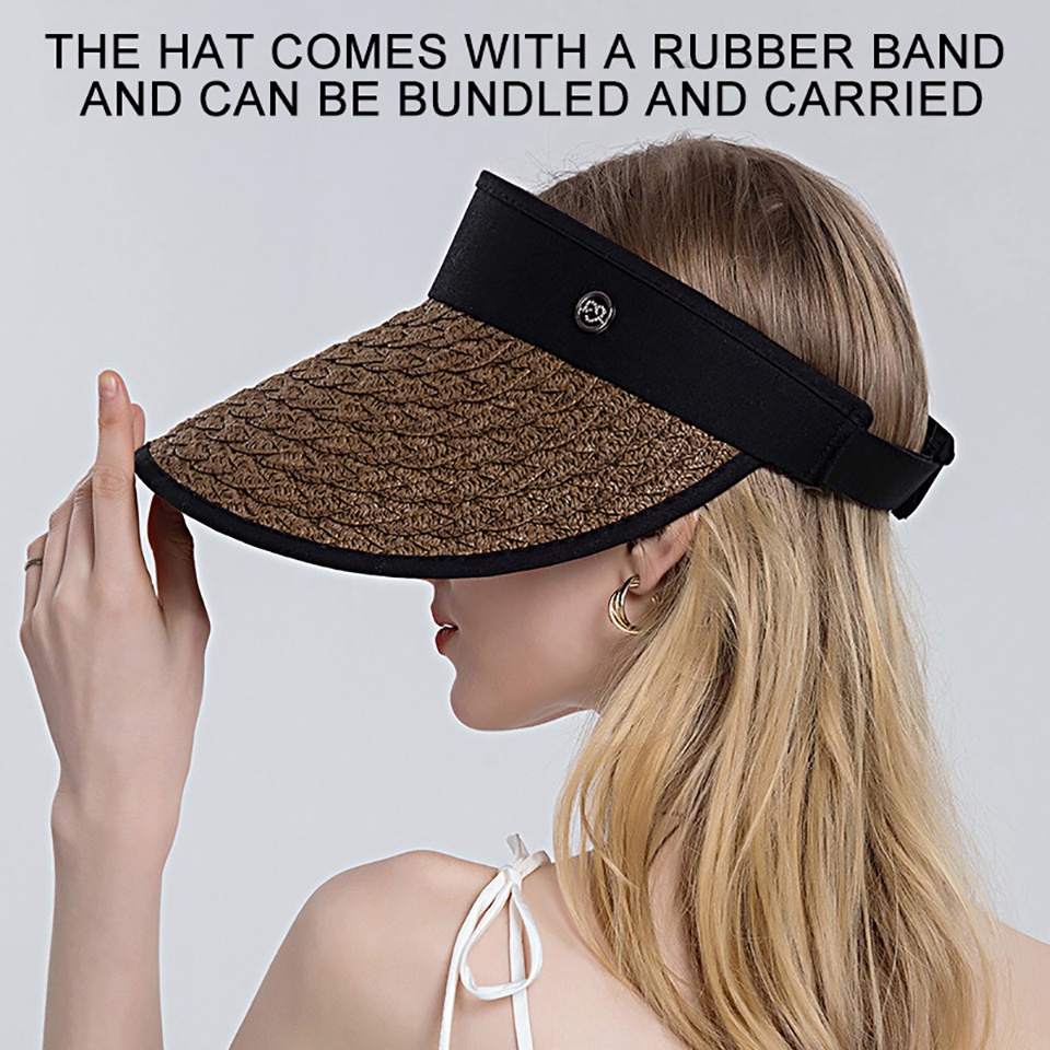 Mũ Cói Chống Nắng Vành Rộng Hở Chóp Thời Trang Đi Biển Mùa Hè Hàng Mới Dành Cho Bạn Nữ