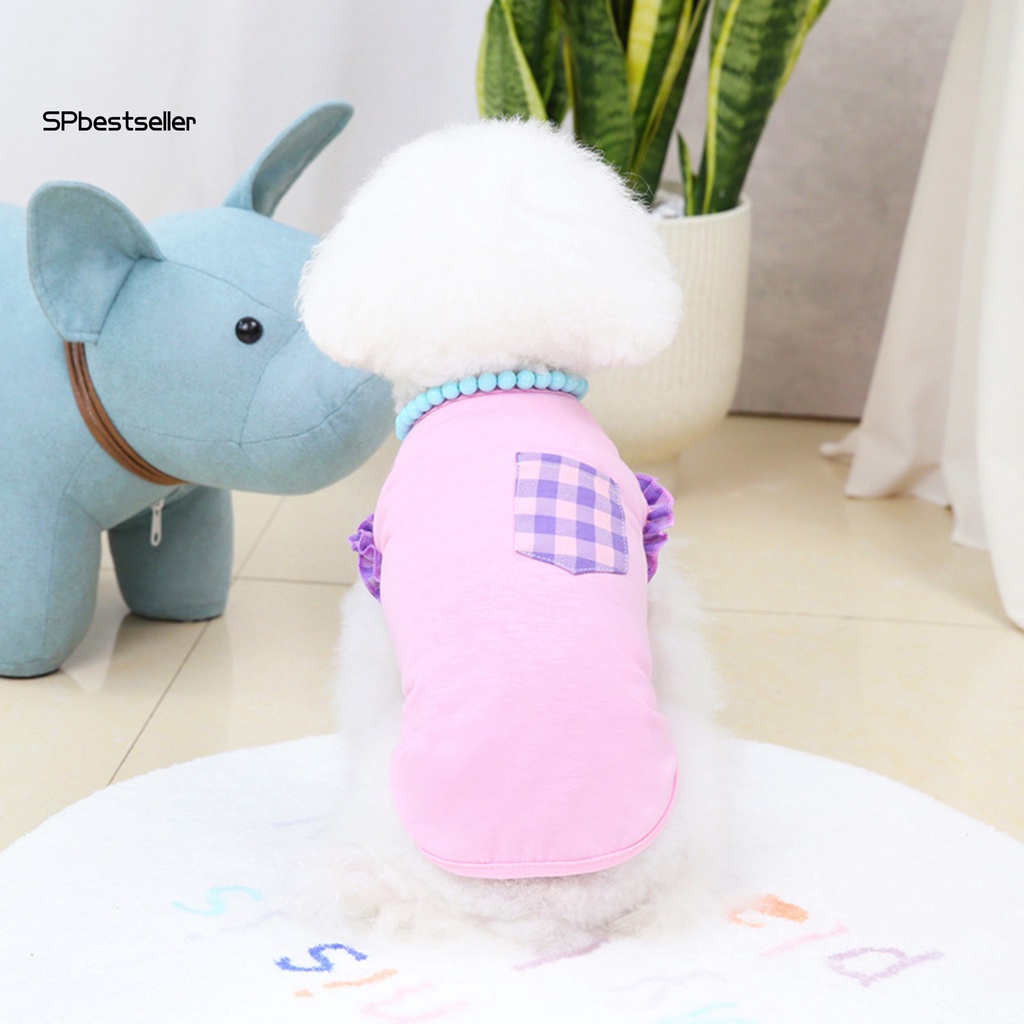 Áo Khoác Sát Nách Phối Ren Thoáng Khí Họa Tiết Kẻ Sọc Thời Trang Xuân Hè Cho Thú Cưng