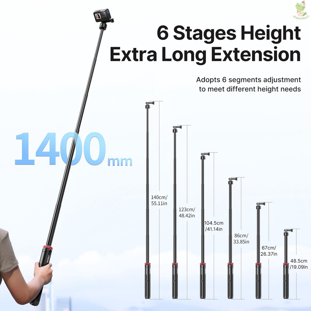 Ulanzi Go-Quick II Sports Camera Selfie Stick Tripod Magnetic Quick Release Mount Max.140cm/55in Extra Long Extension Re   Came-6.5