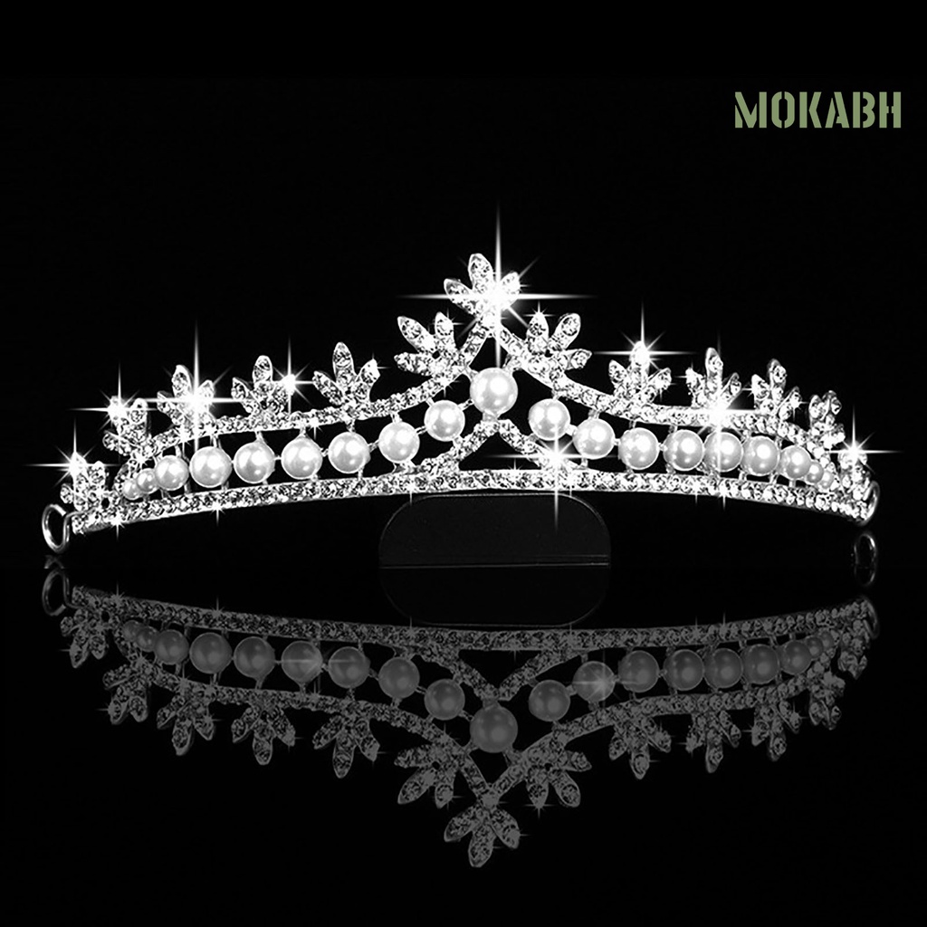 Cài Tóc Hình Vương Miện Đính Đá Và Ngọc Trai Giả Bằng Hợp Kim Thời Trang Cho Nữ