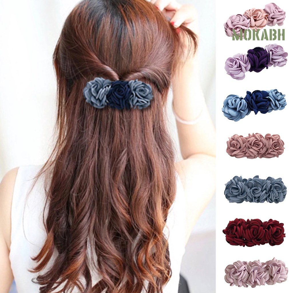 Kẹp Tóc Co Giãn Họa Tiết Hoa Màu Sắc Tươi Tắn Cho Nữ