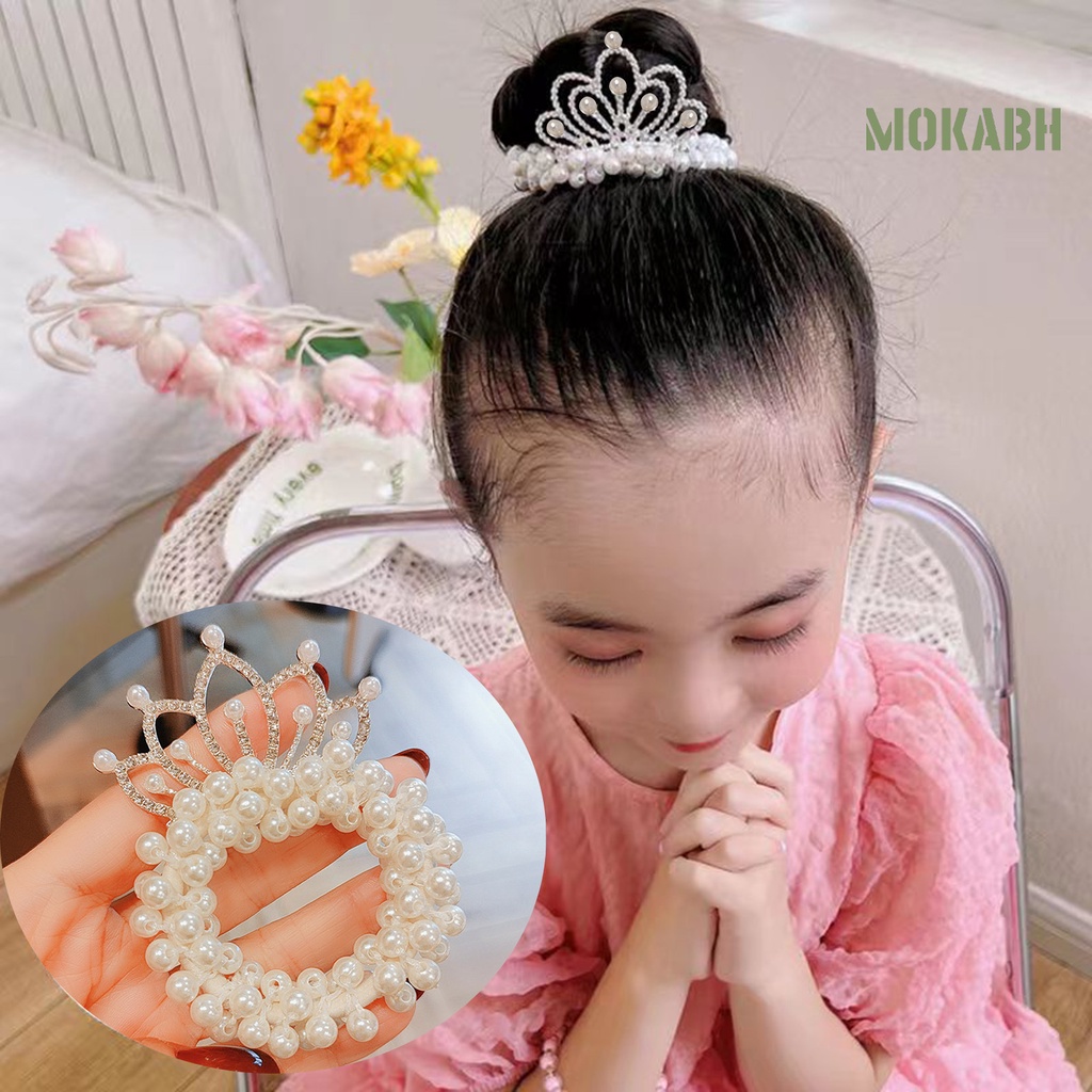 Dây Buộc Tóc Hình Vương Miện Đính Đá Màu Sắc Xinh Xắn Cho Nữ