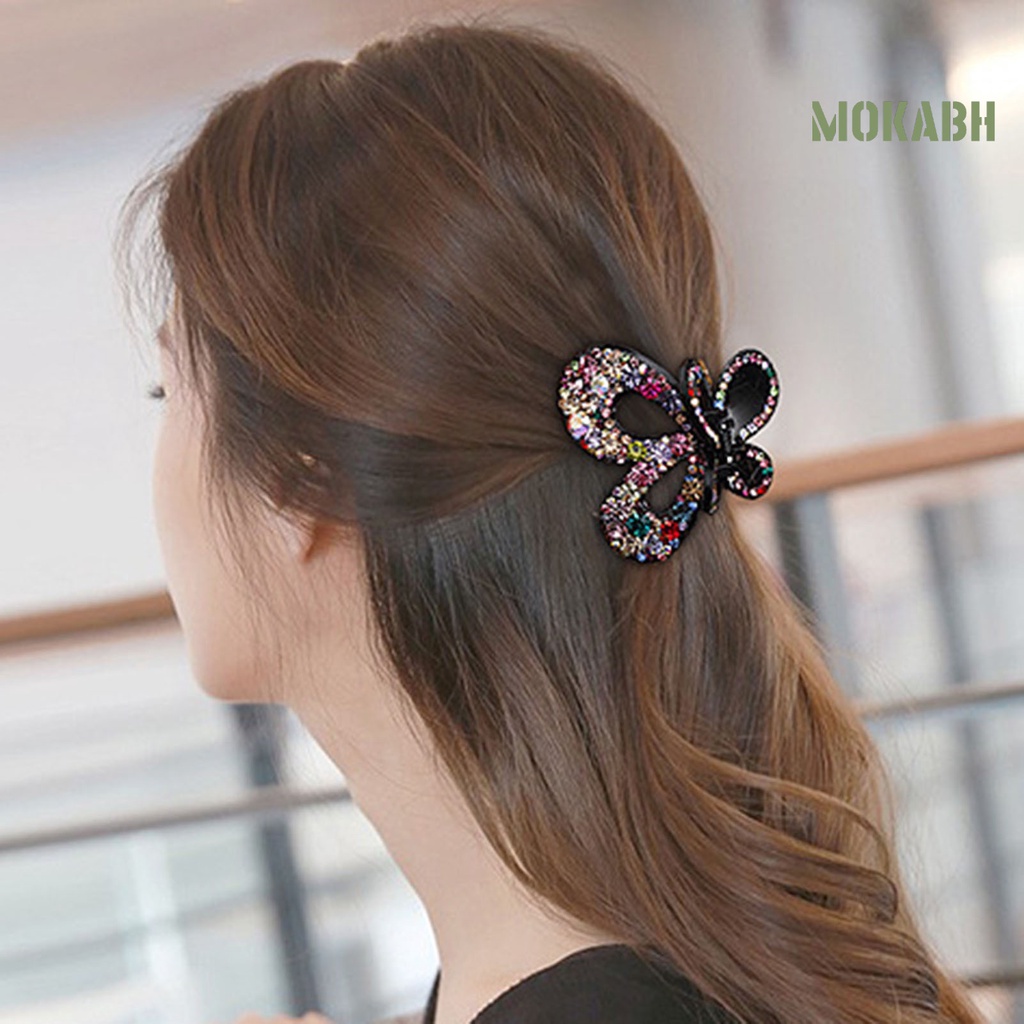 Kẹp Tóc Hình Bướm Bằng Nhựa Đính Đá Lấp Lánh Thời Trang Cho Nữ