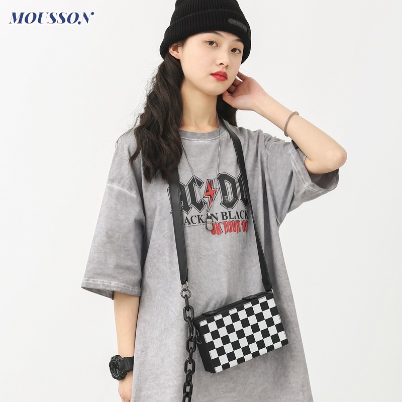 MOUSSON Túi Da Đeo Chéo Đa Năng Phong Cách Hàn Quốc Thời Trang Cho Nam / Nữ