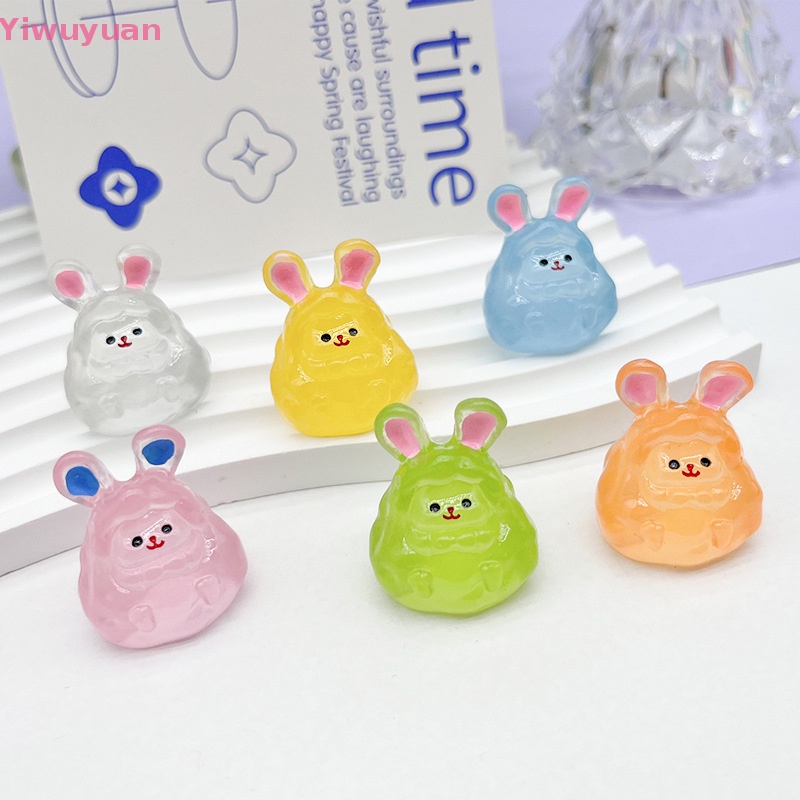 < Yiwuyuan > Tượng Thỏ Hoạt Hình Ba Chiều Bằng Nhựa Resin Dạ Quang Dễ Thương Trang Trí Bàn Làm Việc / Xe Hơi / Nhà Cửa