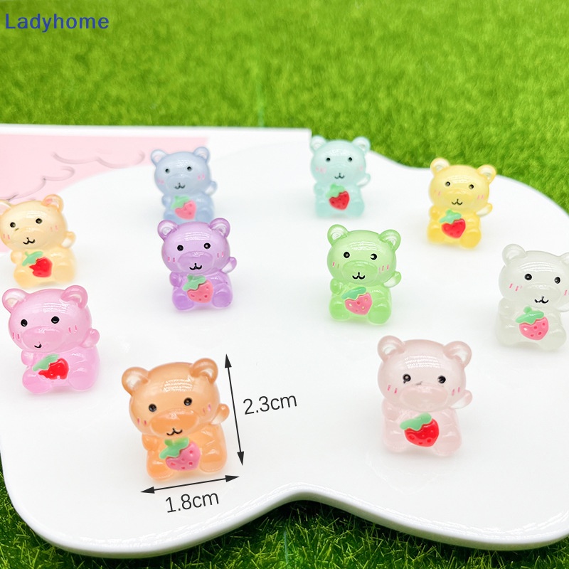 Set 2 Gấu Dâu Tây Dạ Quang Trang Trí