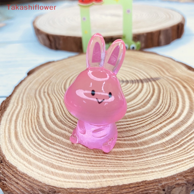 Set 2 Mô Hình Thỏ Mini Bằng Nhựa Phát Quang Trang Trí Sân Vườn