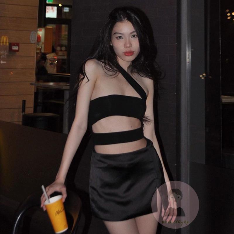 Bộ Áo Liền Quần Sát Nách Màu Trơn Quyến Rũ Dành Cho Nữ