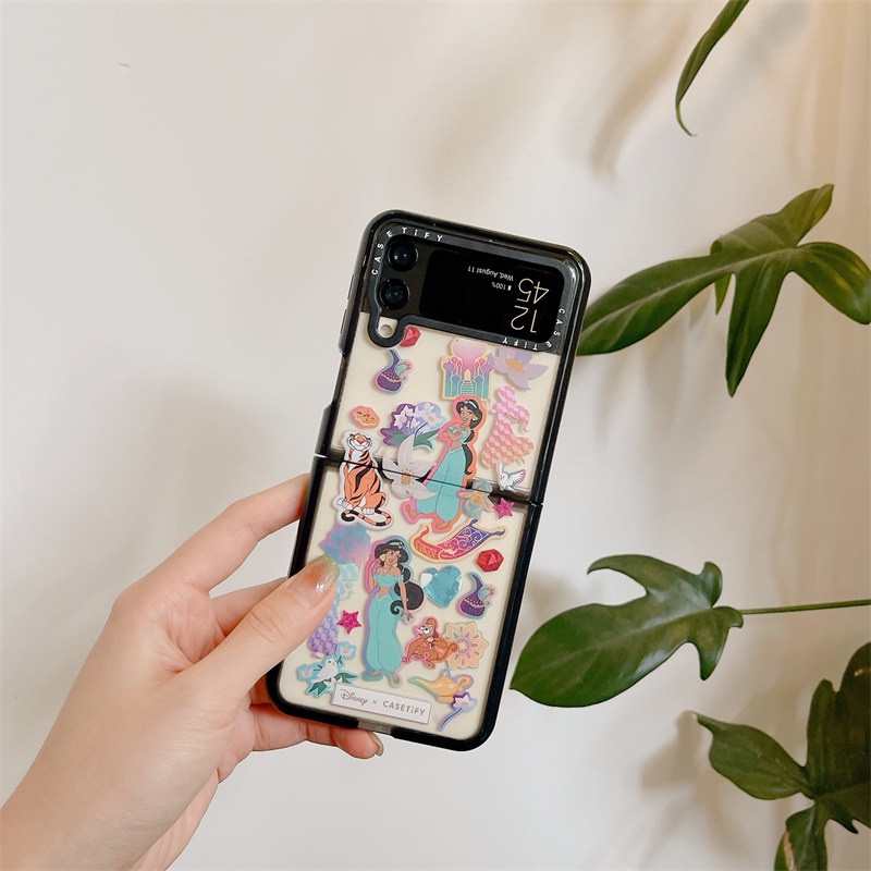 Ốp Điện Thoại Nắp Gập In Hình Công Chúa Disney Ariel CINDERELLA JASMINE Sang Trọng Cho Samsung Galaxy Z Flip 4 3 5G Z Flip 3 Flip4