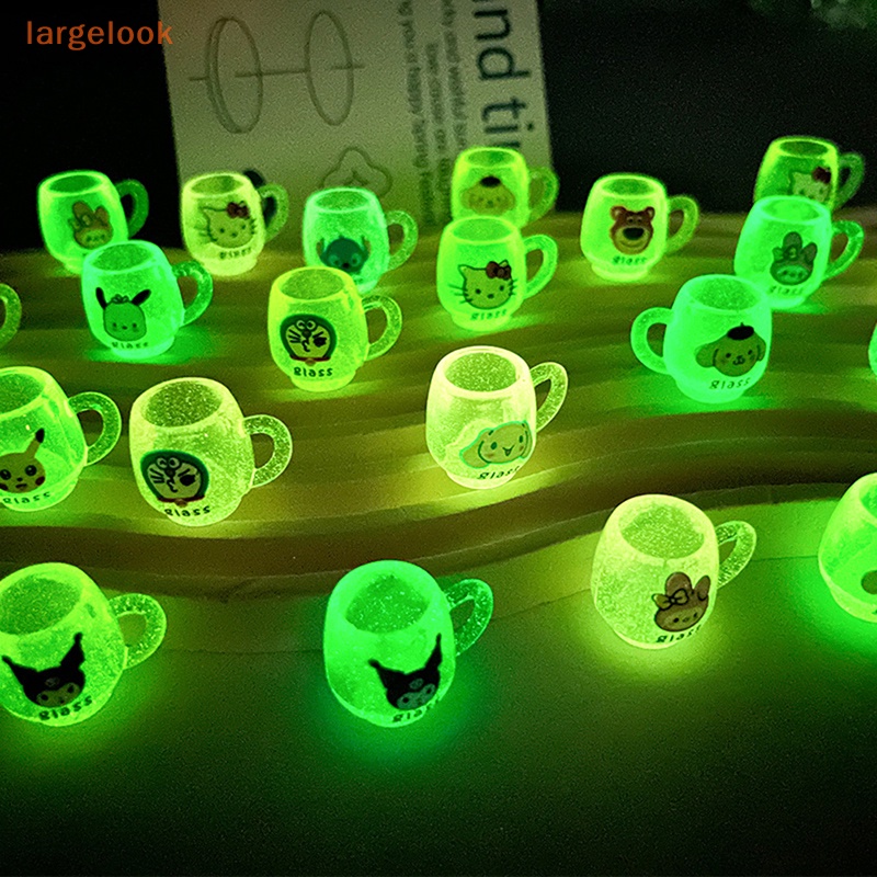 Set 5 Ly Nước Dạ Quang Bằng Nhựa Resin Họa Tiết Hoạt Hình Dễ Thương Trang Trí Tiểu Cảnh