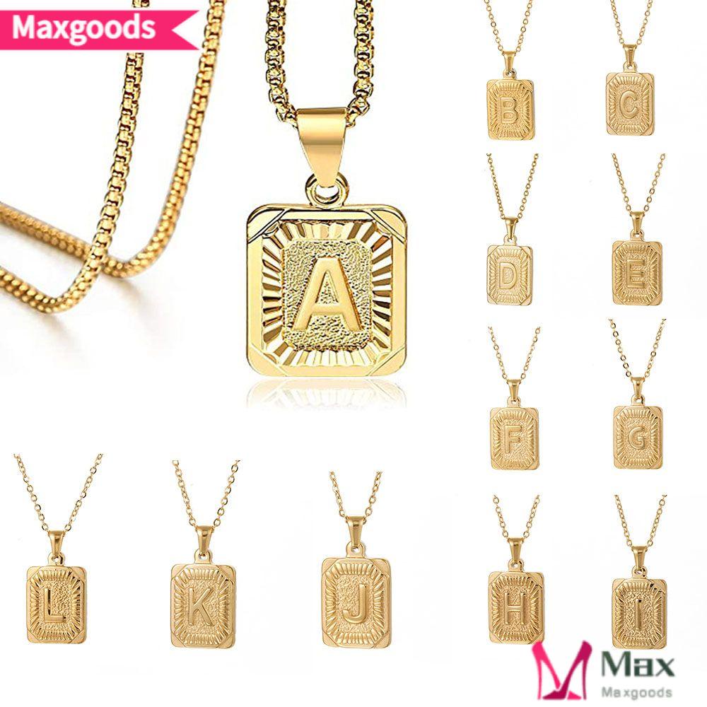 Đĩa Trơn MAXG 14K MAXG 14K Chất Lượng|Dây Chuyền Mặt 26 Chữ Cái Từ A-Z Sang Trọng Cho Nam