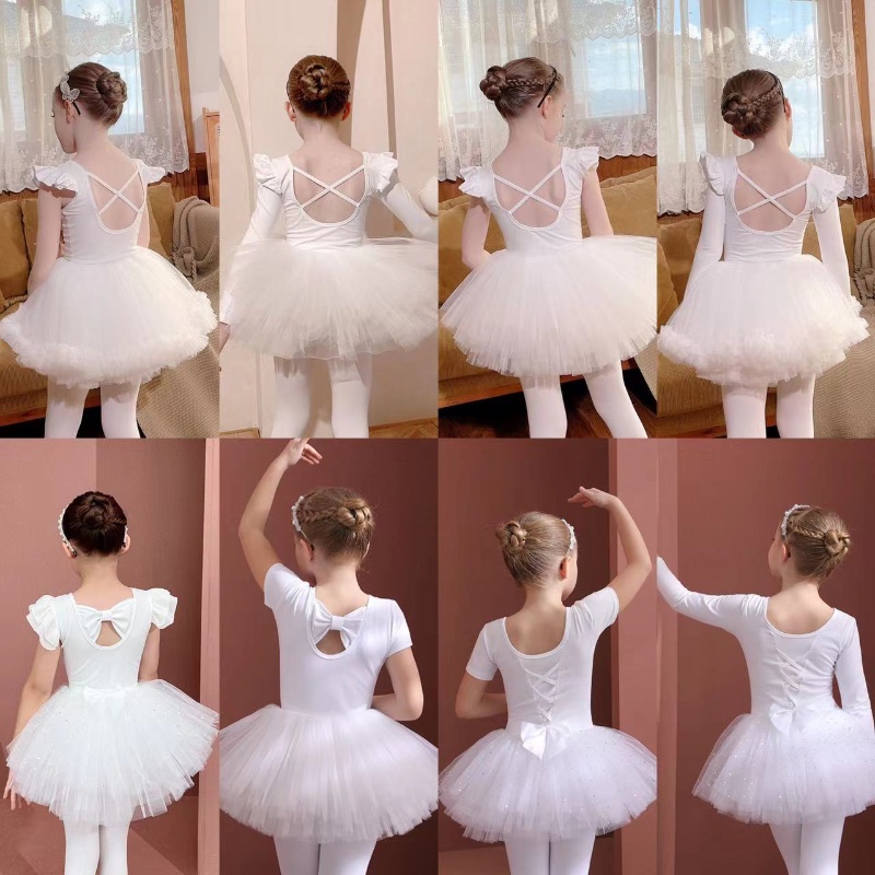 Đầm Múa Ba Lê Vải Cotton Hở Đầu Đính Kim Sa Lấp Lánh Kiểu Trung Hoa Dễ Thương Cho Bé Gái