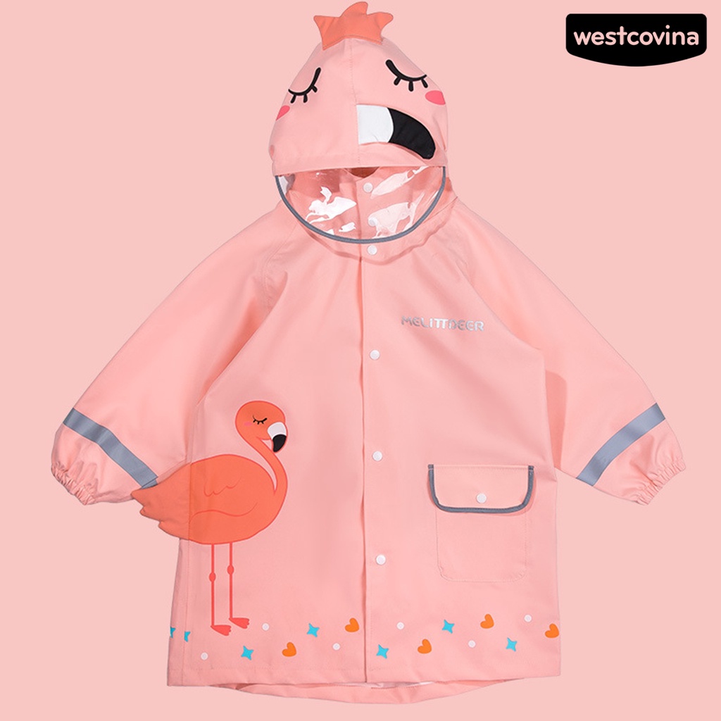 [COD]☁Áo Mưa Nhẹ In Họa Tiết Động Vật Hoạt Hình Chống Nước Có Mũ Trùm Cho Bé Mẫu Giáo
