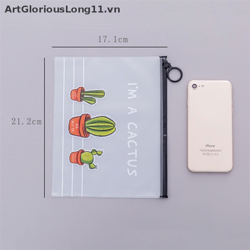 Túi Đựng Tài Liệu Bằng PVC Trong Suốt Chống Thấm Nước Hình Cây Xương Rồng Dành Cho Trẻ Em / Văn Phòng