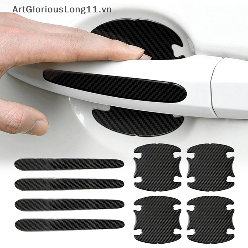 4 / 8 Miếng Dán Sợi Carbon Bảo Vệ Tay Cầm Cửa Xe Hơi Chống Trầy Xước