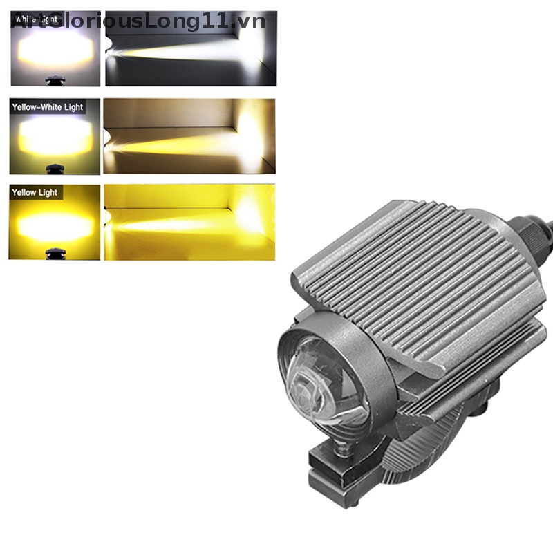 Set 1 / 2 Đèn Pha LED 9-85V Hai Màu Sắc Dành Cho Xe Mô Tô