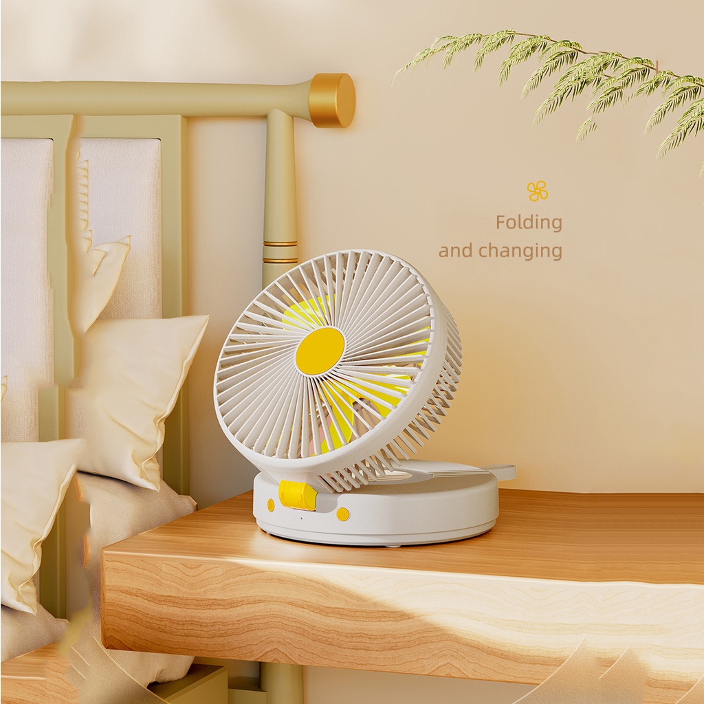 Quạt tích điện USB để bàn mini SEKA K25 mẫu mới 2023 tích hợp điều khiển từ xa , xoay 130 độ, kết hợp đèn ngủ