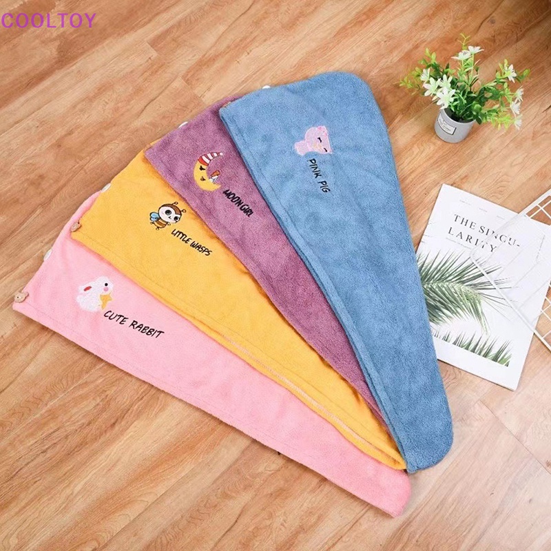 Cooltoy Mũ Tắm Trùm Đầu Bằng Sợi Nhỏ Mềm Mại Khô Nhanh Cho Nữ