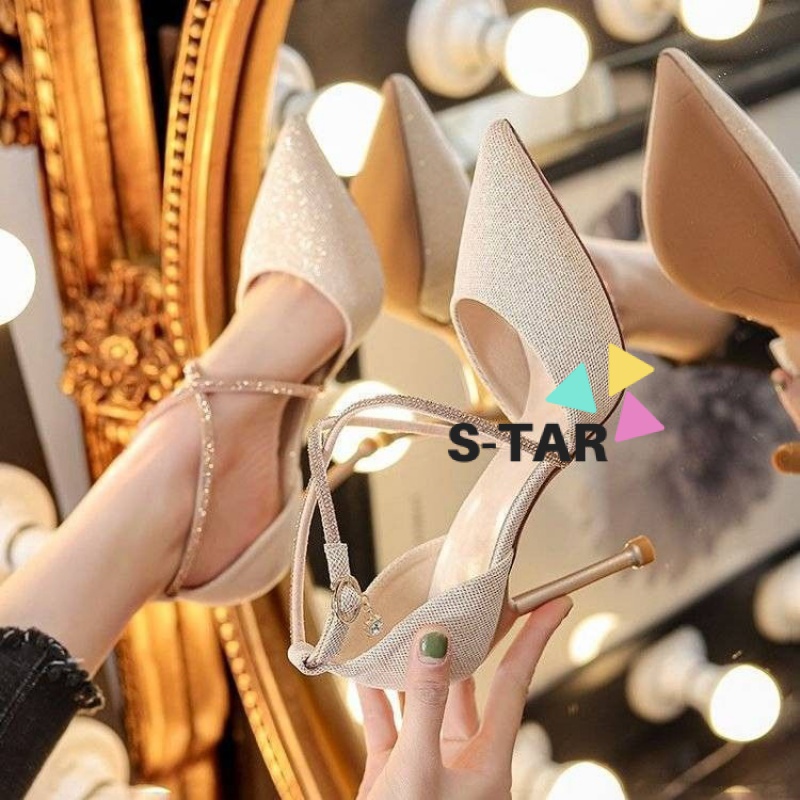 Giày Cao Gót Mùa Hè 2023 Quai Chéo Phong Cách Pháp Cho Nữ