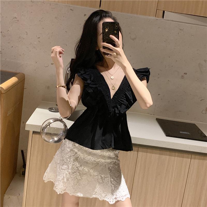 Áo Sơ Mi Tay Ngắn Cổ Chữ V Dáng Rộng Thời Trang Xuân Hè Phong Cách Hàn Quốc Cho Nữ