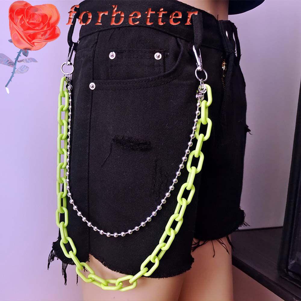 Dây Xích Kim Loại Acrylic Màu Hồng Trang Trí Quần Áo Phong Cách Hip Hop