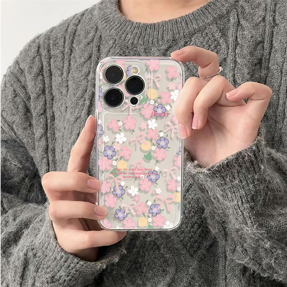 ✅Ốp Điện Thoại Mềm Chống Sốc Họa Tiết Hoa Màu Hồng Đơn Giản Cho Iphone 12 1D7M Max 13 Plus1114Pro6In78