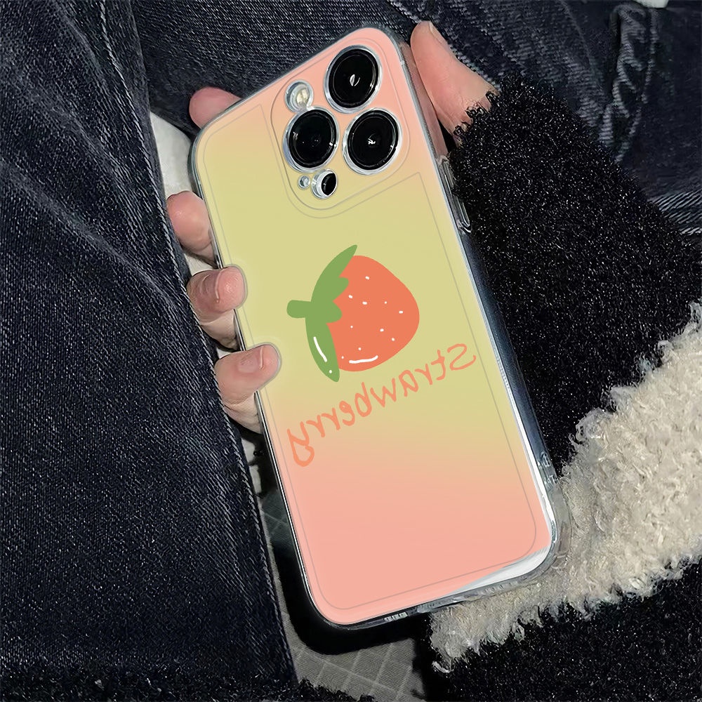 ✅Ốp Điện Thoại Dẻo Họa Tiết Trái Dâu Đơn Giản Chống Sốc Cho Iphone 116In14Pro 13maxplusiPhone12 78