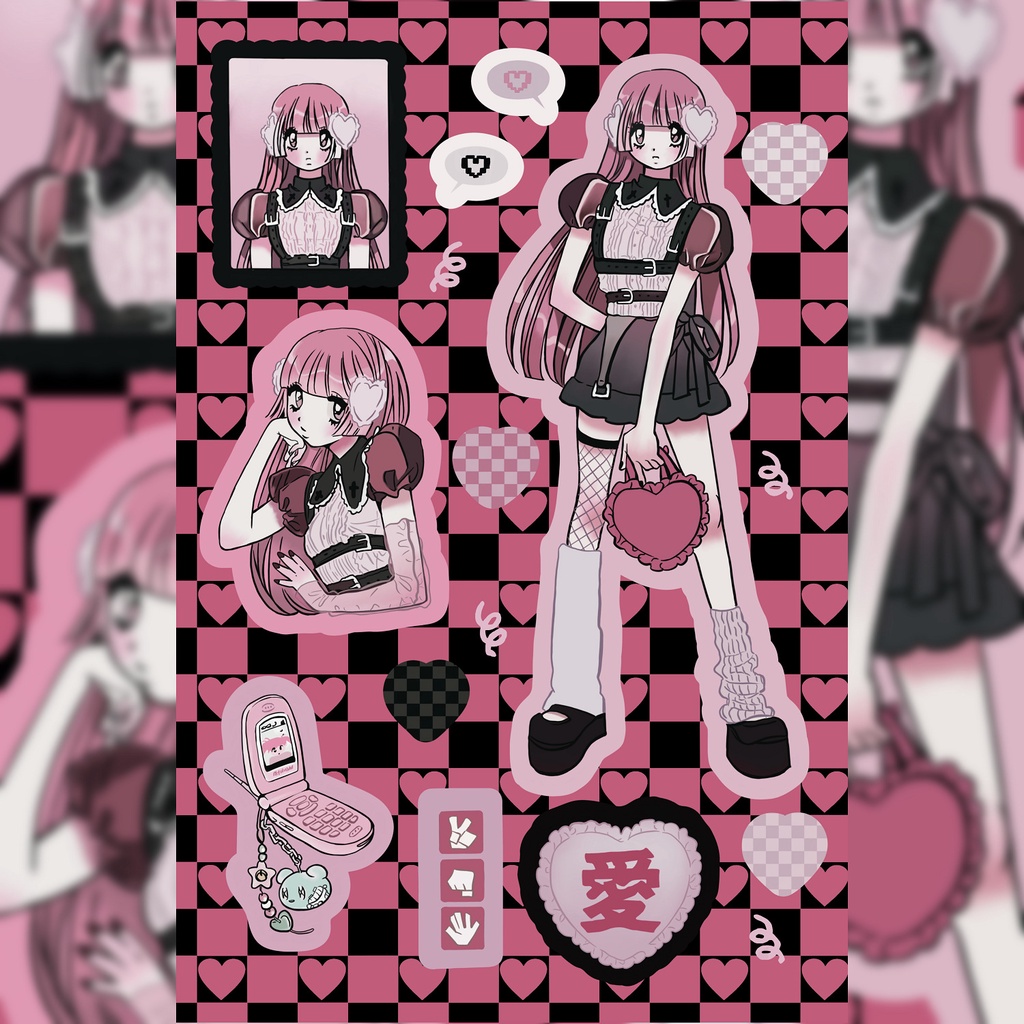 Sticker Dán Trang Trí Điện Thoại / Sổ Tay diy Hình Nhân Vật Domino Phong Cách Hàn Quốc