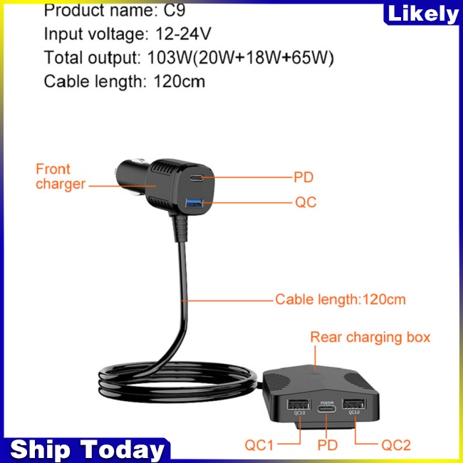 Bộ Sạc Nhanh Usb Type C 103w Chuyên Dụng Cho Laptop / Điện Thoại Di Động