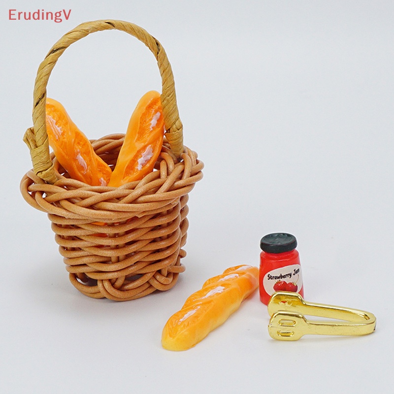 [ErudingV] 1 Bộ Giỏ Đựng Bánh Mì Dâu Tây Tỉ Lệ 1 / 12 Dành Cho Nhà Búp Bê
