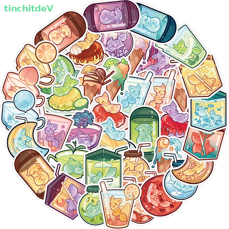 Bộ 40 Miếng Dán Bình Thủy Tinh Hình Cáo Graffiti Dễ Thương Trang Trí Thân Xe / Tủ Lạnh / Guitar