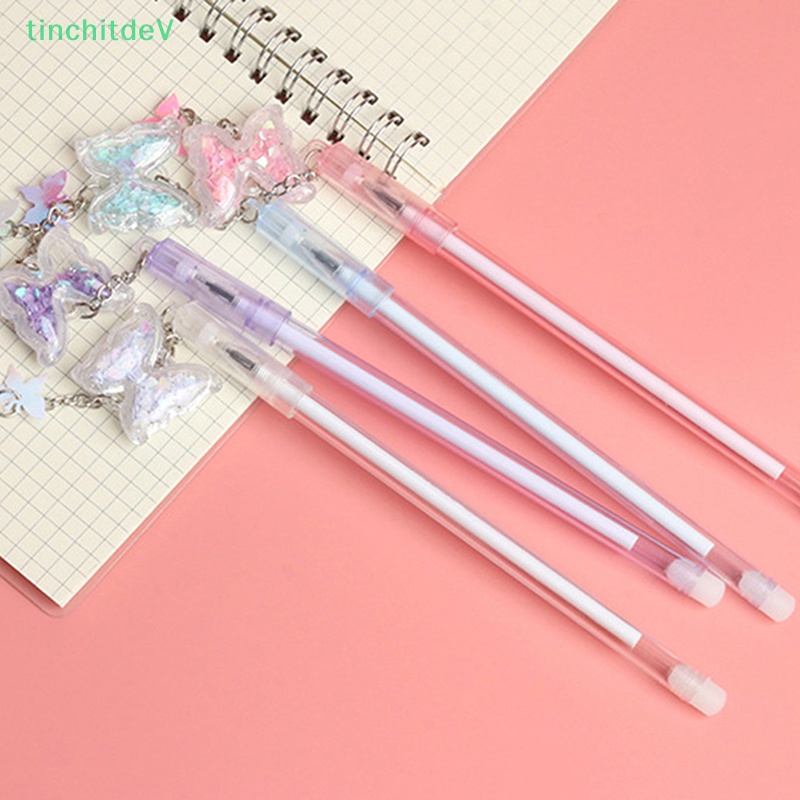 1 Bút Mực Gel Ngòi 0.5mm Đính Kim Sa Hình Bướm Sáng Tạo Màu Sắc Ngẫu Nhiên Dành Cho Học Sinh