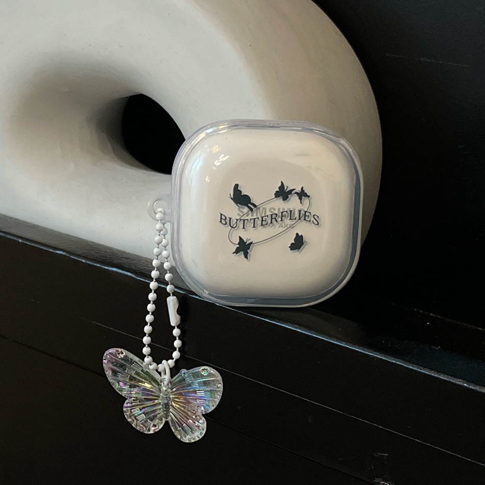 Vỏ Bảo Vệ Hộp Sạc Tai Nghe Samsung Galaxy buds live / buds2 Pro Galaxy buds2pro Bằng Silicon Họa Tiết Ngôi Sao / Bướm Dễ Thương Kèm Móc Khóa Tiện Dụng