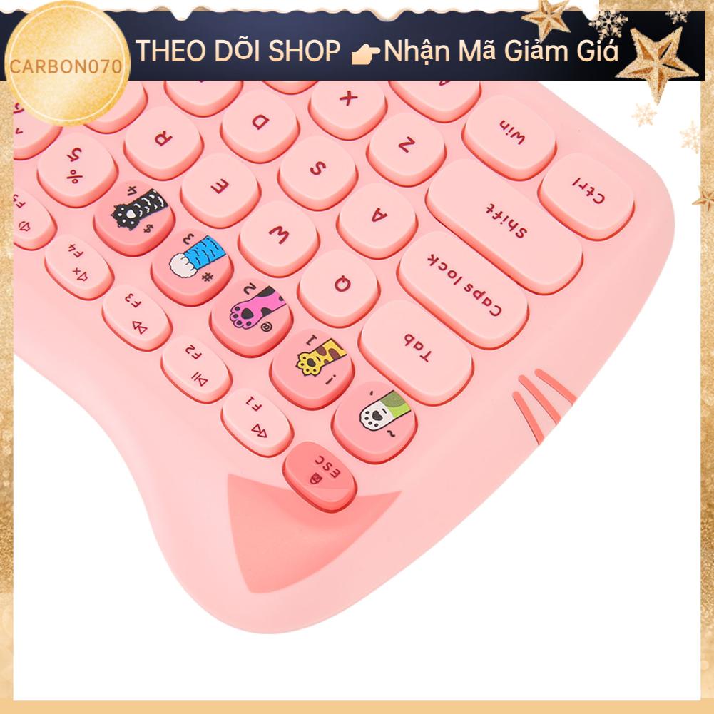 Carbon070 Combo Chuột Bàn Phím Không Dây 2.4GHz Màu Tương Phản Dễ Thương 110 Keycaps Tròn Và Cho Nữ Sinh Văn Phòng