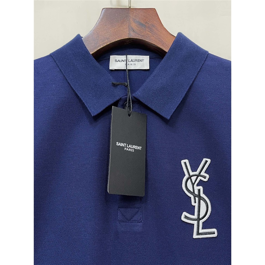 Sa1nt LAURENT Áo Thun polo cotton Thêu logo Thời Trang Cho Nam Size S-4XL