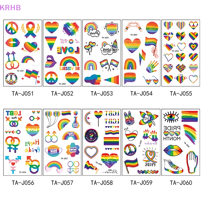Miếng Dán Hình Xăm Tạm Thời KRHB Rain Pride LGBT Chống Thấm Nước Mới