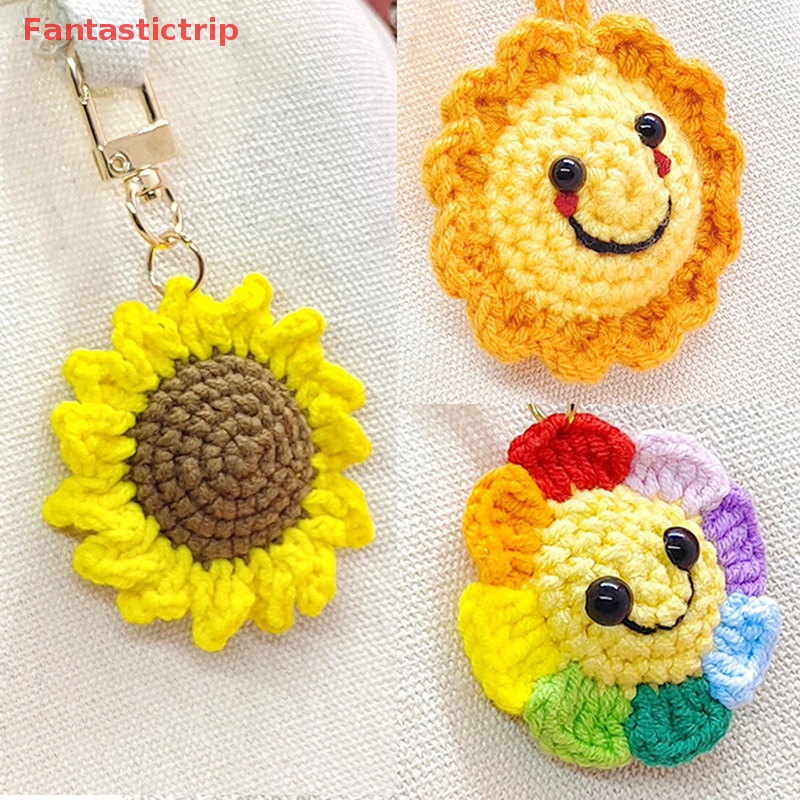 [Fantastictrip] Móc Khóa Túi Xách Đan Len Hình Hoa Hướng Dương Cho Nam Và Nữ