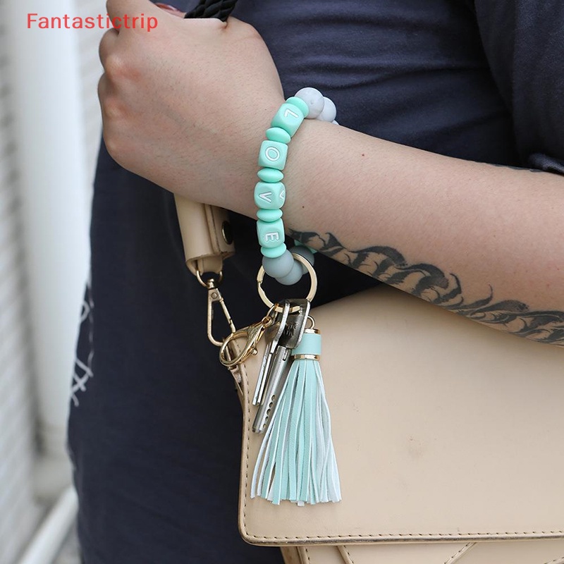 [Fantastictrip] Móc Chìa Khóa / Vòng Tay Chuỗi Hạt Silicon Tua Rua Mới