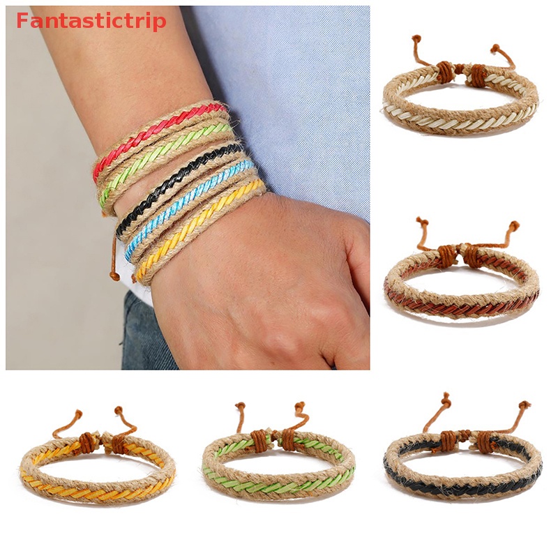 Vòng Đeo Tay Dây Bện Phong Cách Bohemian Có Thể Điều Chỉnh Kích Thước Dành Cho Nam Và Nữ