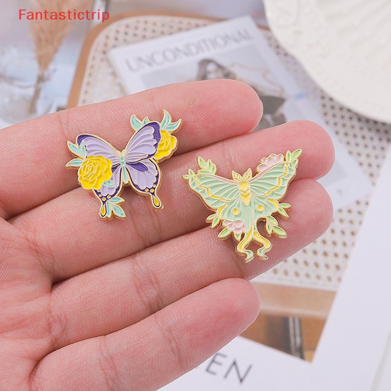 [Fantastictrip] Ghim Cài Áo Hình Cánh Bướm Hoa Tráng Men Tùy Chỉnh Côn Trùng Actias Seleme Mới