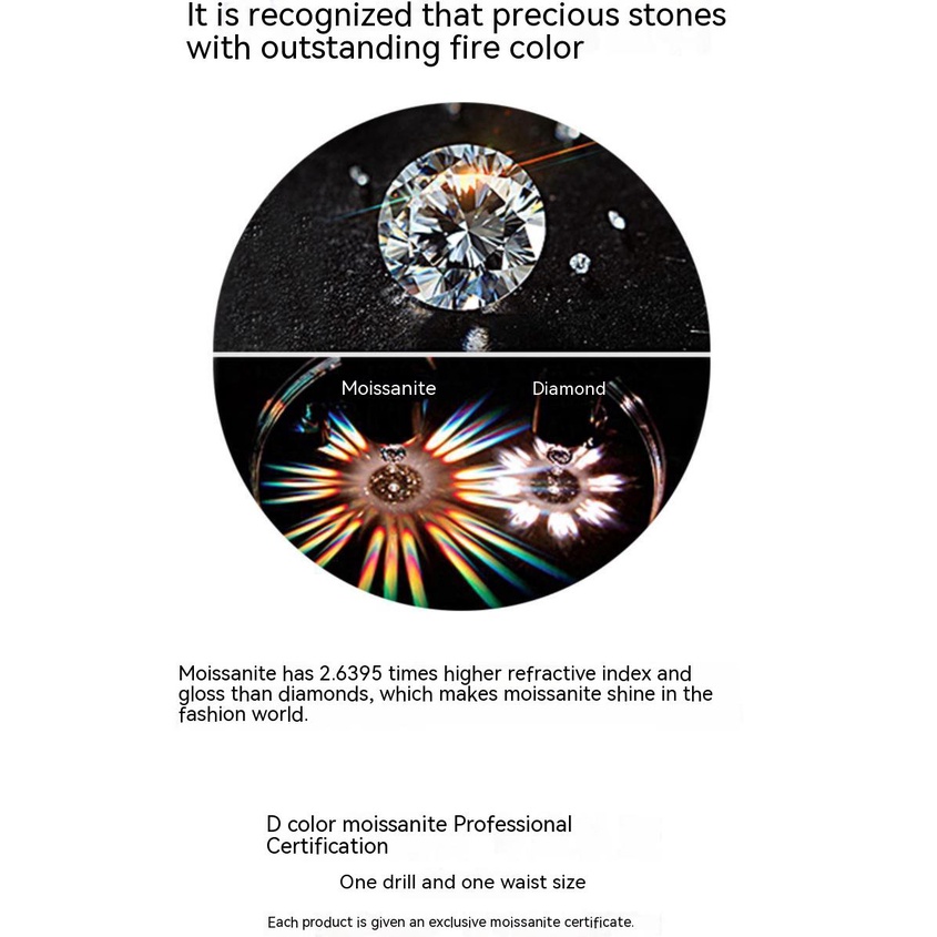 Moissanite 6.5mm Bông Tai S925 bạc mạ bạch kim D màu Mosanshi có thể được phát hiện bằng bút kim cương với chứng chỉ GRA Bông tai tròn
