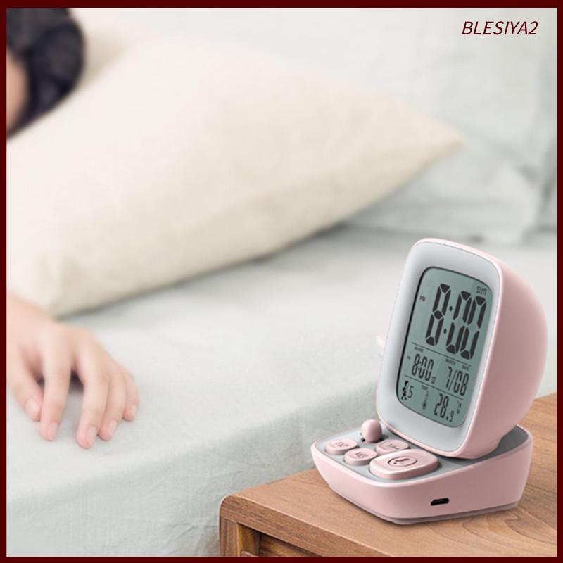 [Blesiya2] Đồng Hồ Báo Thức Màn Hình LCD Kỹ Thuật Số Dạng Pin Trắng Vintage Cho Máy Tính