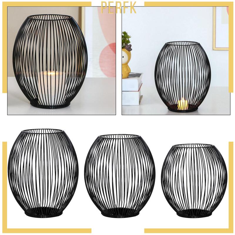 Giá Đỡ Đèn Lồng / Nến Bằng Kim Loại Thiết Kế Đục Lỗ Phong Cách Cổ Điển Độc Đáo Trang Trí