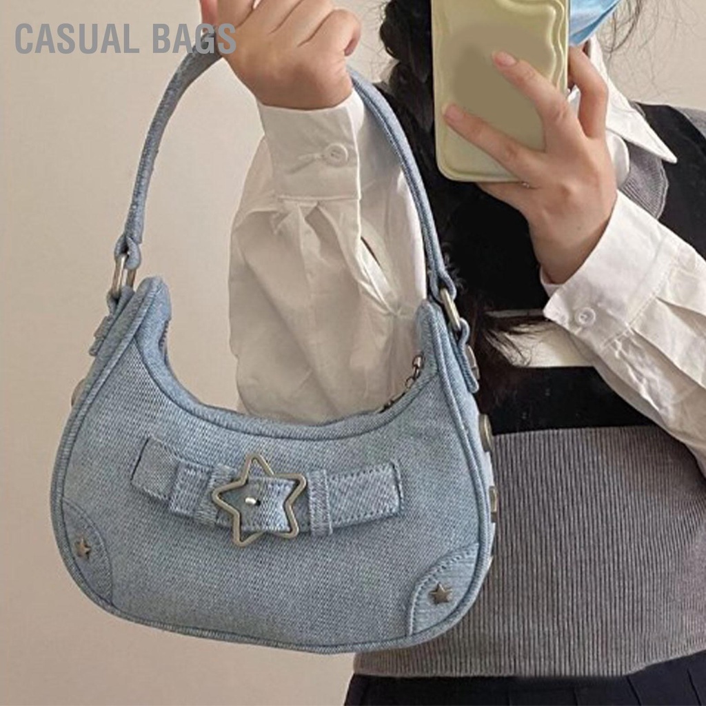 Casual Bags Phụ Nữ Túi Sát Nách Đa Năng Trang Trí Ngôi Sao Công Suất Lớn Cảm Ứng Mềm Mại Clutch Vải Thời Cho Hẹn Hò Ngày Lễ Mua Sắm