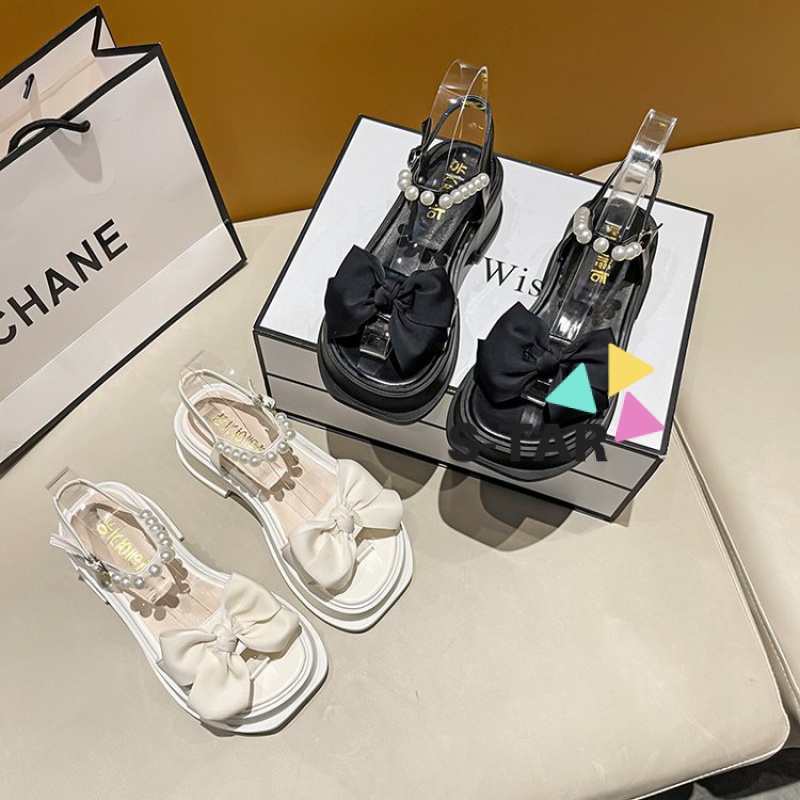 Giày Sandal Đế Dày Đính Nơ Phong Cách Mới Mùa Hè 2023 Thoải Mái Hợp Thời Trang Cho Nữ