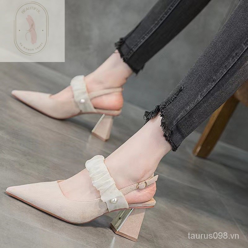 Giày Cao Gót Cài Khóa Siêu Mềm Thoải Mái Thời Trang Mùa Hè 2023 Phong Cách Pháp Cho Nữ