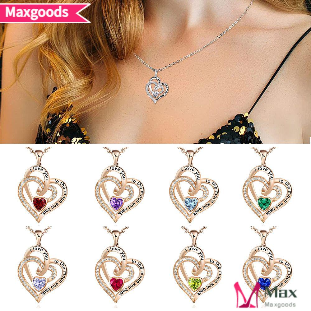Vòng cổ Mặt Trái Tim Khắc Hoa Hồng|Trang Sức Tôi Yêu Bạn Đến Mặt Trăng Và Lưng