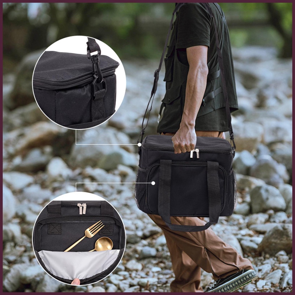 Túi Đựng Hộp Cơm Trưa Cách Nhiệt Bằng Vải Oxford Sức Chứa Lớn Tiện Dụng Cho Trường Học